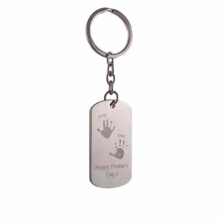 Engraved handprint keyring